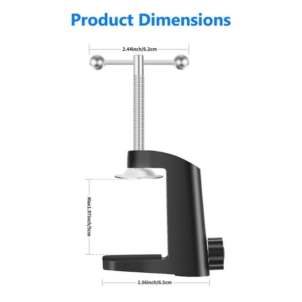 360 Graders Udliggerbeslag Klemme Bordlampe Stand I-formet Klips Fast Desktop Klips