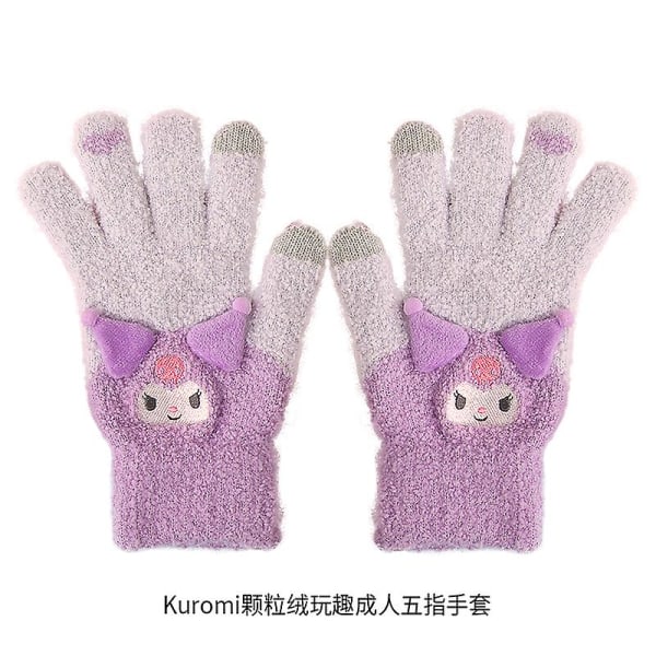 Kawaii Kuromi My Melody Cinnamoroll Varma Handskar Dam Vinter Sanrioed Anime Cartoon Plysch Stickade Handskar 1