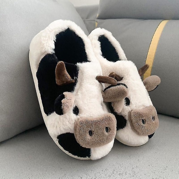 Pehmeät Söpöt Lehmäpuuvillatossut Opiskelijoiden Kotitossut Liukueste Lämpimät Pariskunta Sarjakuva Maitolehmä Pehmotossut Style1-cow-heel 40-41