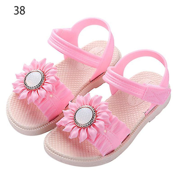 Pigesandaler med åben tå, margueritblomst, sommerstrandsko med PVC-sål, skridsikre Peach Red 38