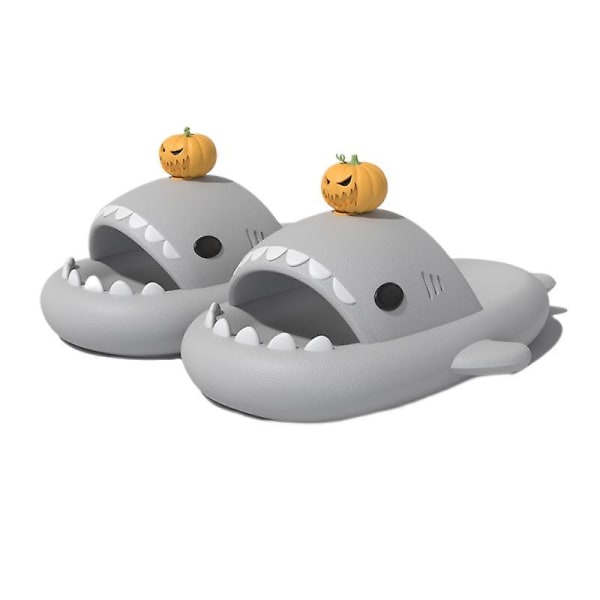Tiger Figurine Shark Slides Gul Shark Slides Tofflor Super Mjuk Bekväm Anti-halk Pumpkin - Muddy gray 42-43 yards