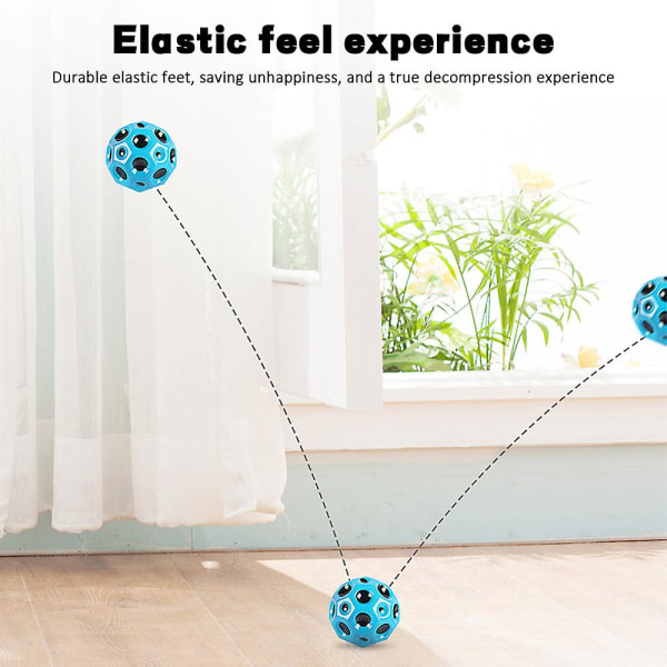 Space Balls Høytsprettende Ball, Pop Sprettende Spaceball Sport Trening Gummi Sprettball Sensorisk Leke For Kjæledyr Og Barn Blue