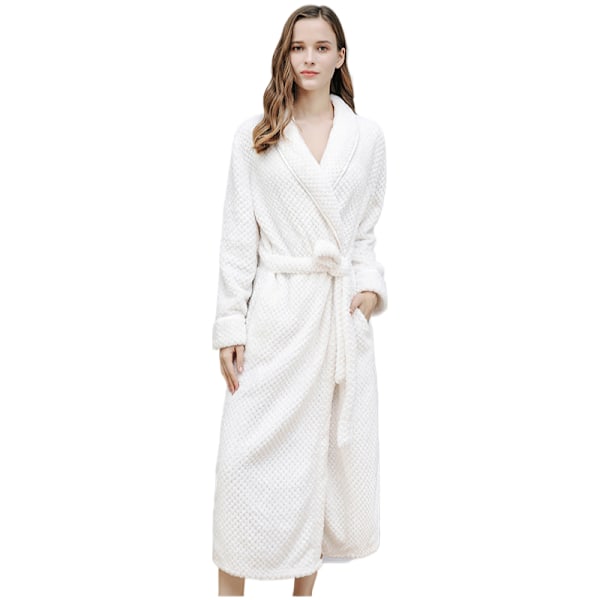 Badekåper for kvinner, tykke varme flanellpysjamaser, damepysjamas XL white
