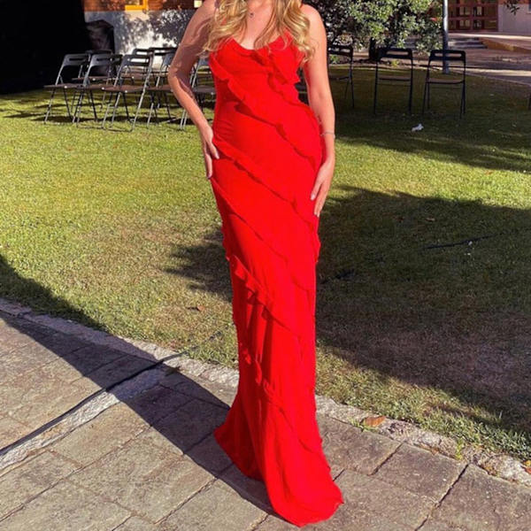 Dam U-ringad Tunika Klänning Dam Oversize Sexig Klänning För Strandkläder Red XL