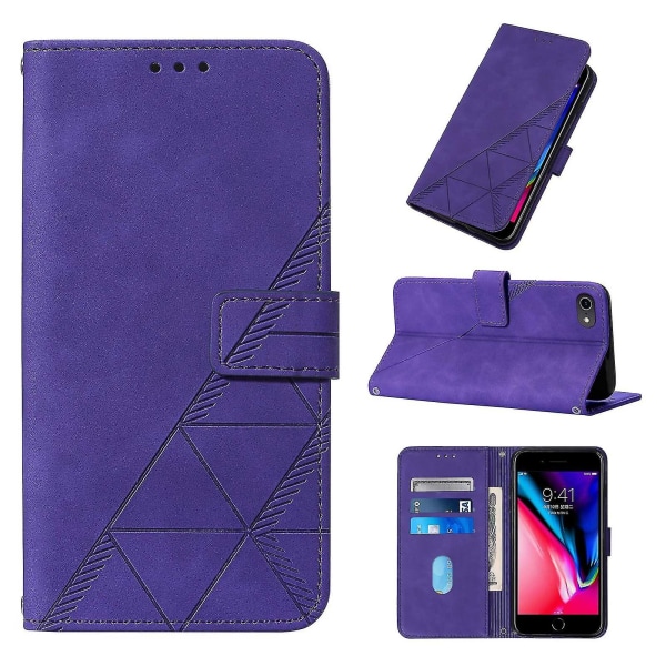 Case för Iphone Se 2020/ 8/ 7 Crossbody case, justerbar löstagbar halsrem med stativ Läderkorthållare Cover purple