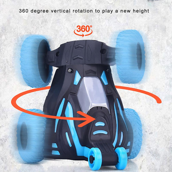 360 astetta pyörivä temppu sähkökippiauto RC-stunttiauto valoilla ja musiikilla, pyörivä lelu Blue
