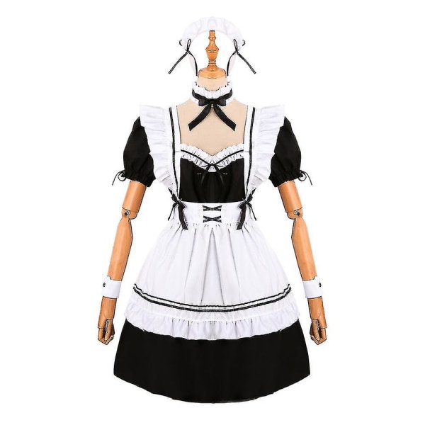 Maid Anime Cosplay Party Maskeraddräkt Kostym Kvinnor Fransk Förkläde Kläder Set Sailor School JK Kläder XL
