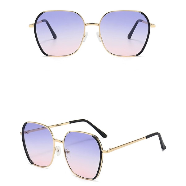 Personliga Fyrkantiga Solglasögon Anti-UV Tåliga Halkfria Solglasögon För Street Fashion L Black Frame Blue Pow