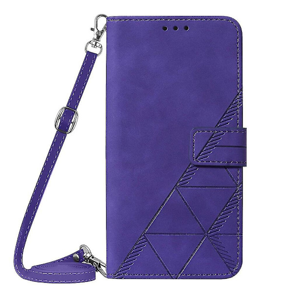 Fodral för Tcl 30t Snodd Crossbody Halsrem Telefonfodral Plånbok Magnetiskt Läderfodral purple