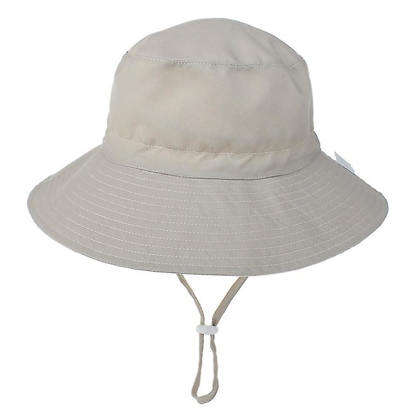 Sommar Solhatt för Baby 0-8 År Flickor Pojkar Utomhus UV-skydd Strandhatt Simhattar Bred Brim Barn Hinkhatt Beige Large