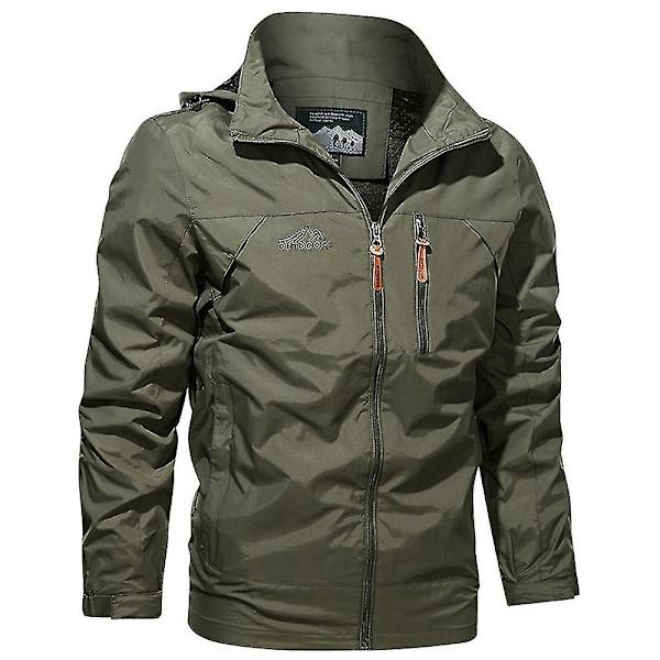 Herre Vinter Hætteklædt Militær Frakke Taktisk Militærjakke Kamp Overbeklædning Army Green 2XL