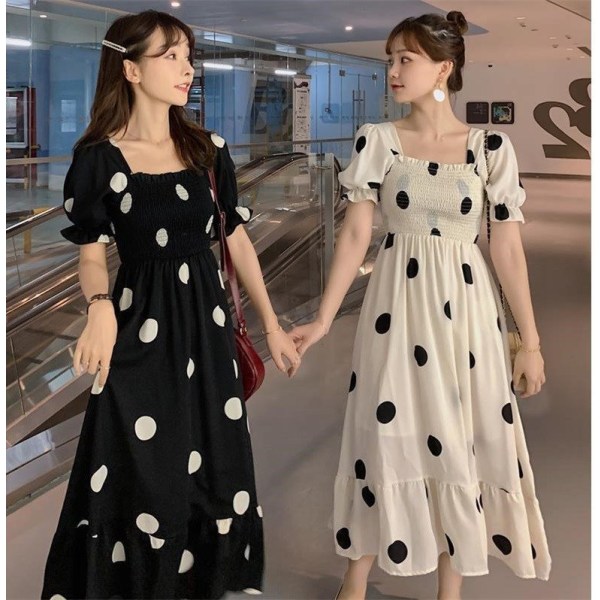 Ny Sommer Underbelly Slim Mellem længde Polka Dot Kjole black XXL