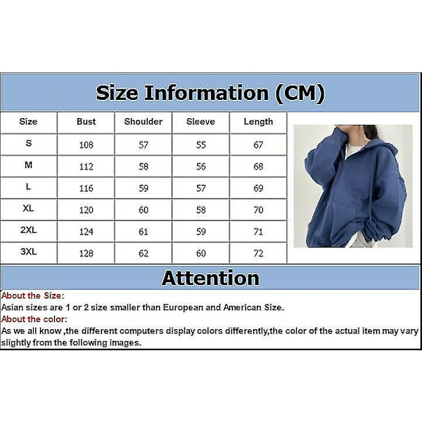 Damhuvtröja med dragkedja, enfärgad ficka, sweatshirt, höst, långärmad, lös basebolljacka EA00513*GREY XXXL