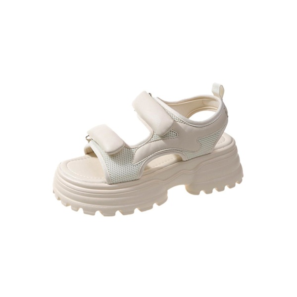 Naisten Platform-korkosandaalit, rennot pehmeät avokärkiset sandaalit, lahja jouluksi, syntymäpäiväksi, uudeksi vuodeksi Creamy-white 37