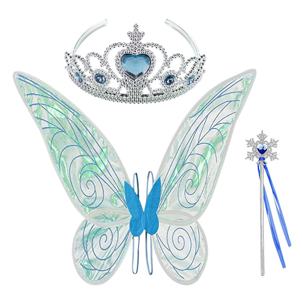Caraele 2 Keijusiivet Lapsille Valkoinen Vihreä Pinkki Violetti Perhosasut Siipisetti Keijukostyymi Tarvikkeet Tytöille Pieni Organza Blue