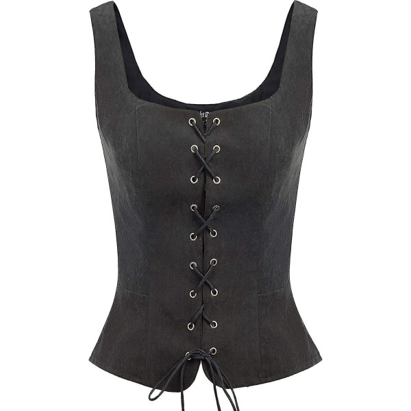 Dame Pirat Renaissance Vest Cosplay Kostume Bonde Livstykke Black Small