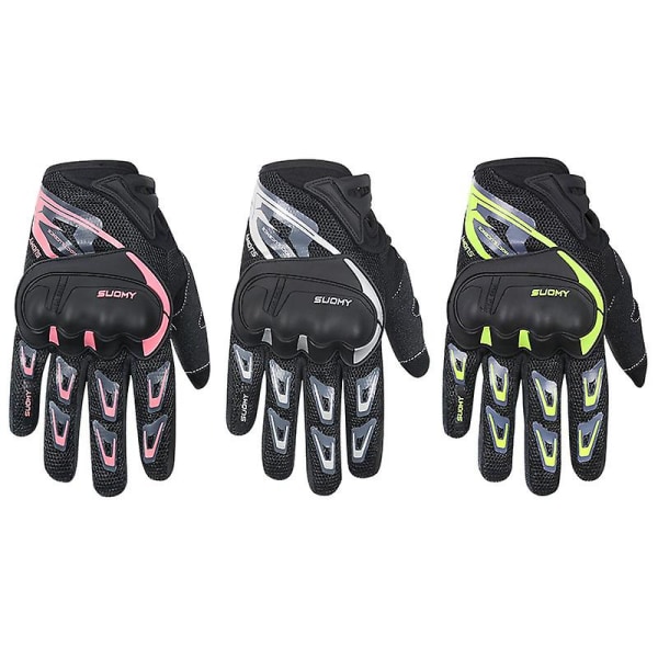 Motorcykelhandskar Tunn Mesh Andningsbar Alla Säsonger Ridhandskar Hel Fingerhandskar Anti Drop Slitstark Racinghandskar Herr Sommar green XXL