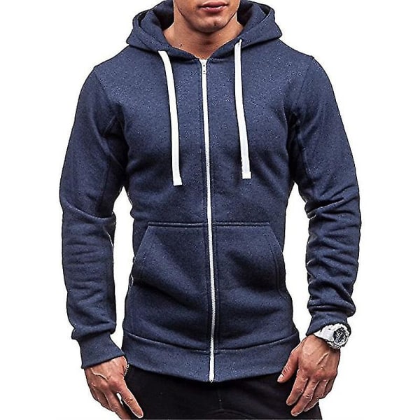 Herr Huvjacka Tröja Ytterkläder Dragsko Dragkedja Navy Blue M