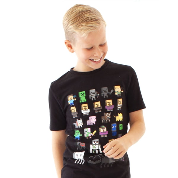 T-shirt för pojkar | Barn Sprites Characters Gamer Presenter Merchandise | Barns svart kortärmad topp 12-13 Years