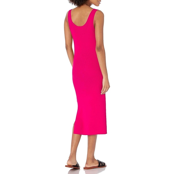 Ribbstickad halvtröja klänning för dam Hot Pink XXL