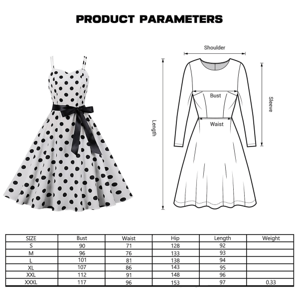 Elegant afslappet damekjole, retro cocktailkjole, sommerkjole med spaghettistropper til feriebrug Green Background Black Dots L