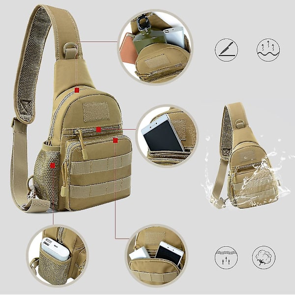 Militär Taktisk Axelväska Herr Vandringsryggsäck Nylon Utomhus Jakt Camping Fiske Molle Armé Trekking Bröst Sling Bag CP