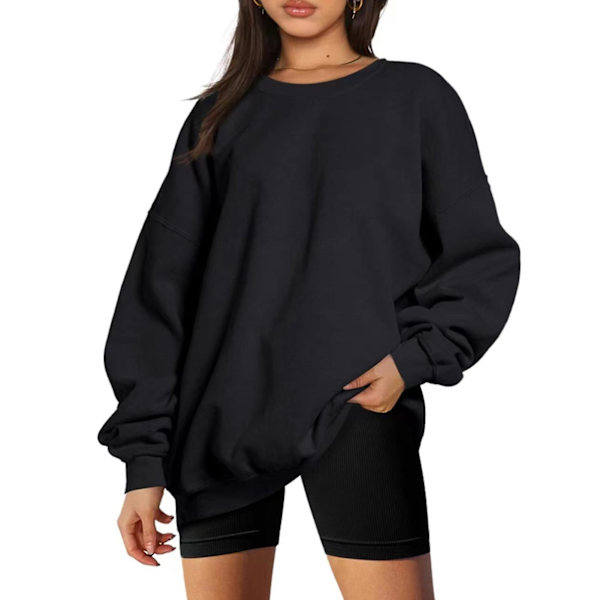 Ledig sweatshirt för damer med dragsko, långärmad hoodie för höst och vår 2XL