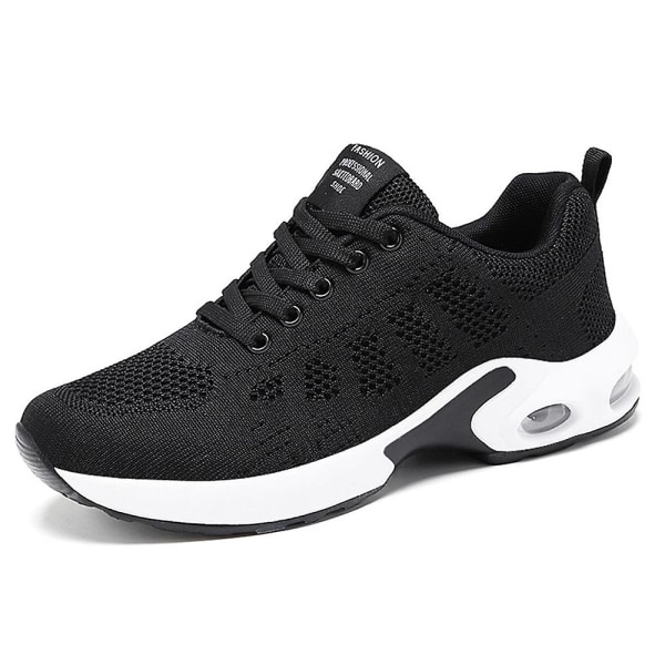 Dame Snøresko Mesh Pustende Løpe Gym Air Cushion Sneakers Walking Sportssko Black 36