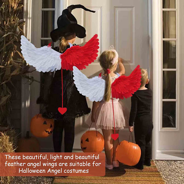 Halloween Kostym Ängelvingar med Elastiskt Band Naturliga Fjäderdekorationer Red And White