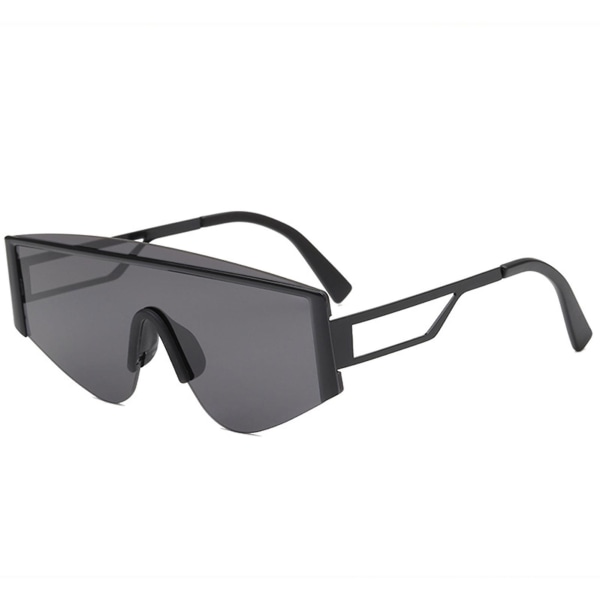 Personlighet Halvram En-delad Solglasögon Uv-resistent Metall Solglasögon För Män Och Kvinnor Black Frame Full Gray Flakes