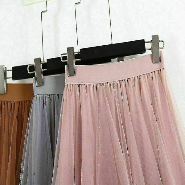 Dame Tyllskjørt Elastisk Midje Mesh Lang Skjørtkjole Beige