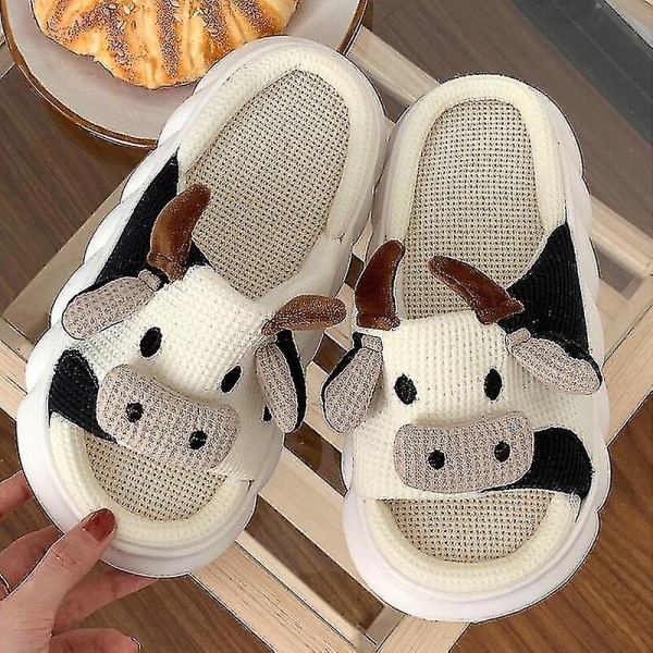 Pehmeät Söpöt Lehmäpuuvillatossut Opiskelijoiden Kotitossut Liukueste Lämpimät Pariskunta Sarjakuva Maitolehmä Pehmotossut Style2-cow 40-41