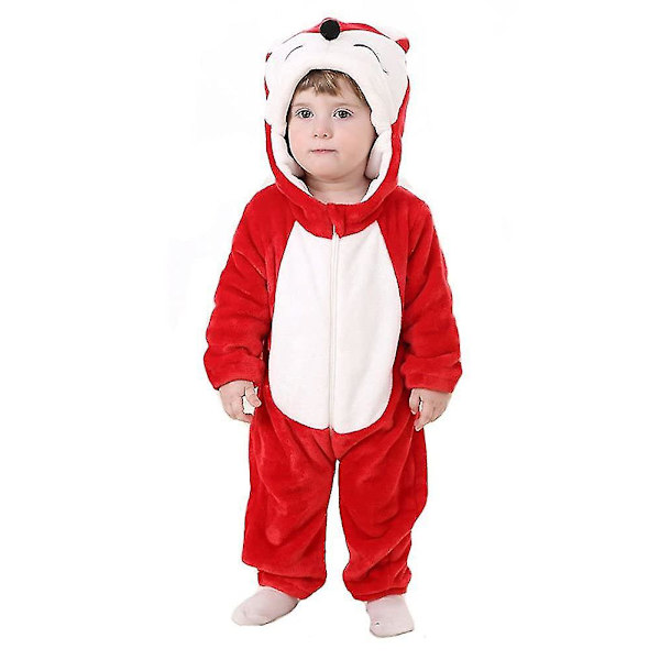 Reedca Taaperon Dinosaurusasuste Lasten Söpö Hupullinen Onesie Eläinasu Halloween Red fox 0-3 Months