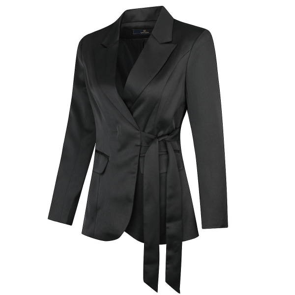 Belte Blazer for Dame, Formell, Stilig Slim Fit, Svart Kontordame Sportjakke Black XL