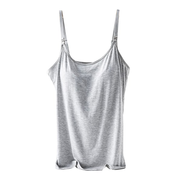 Gravide Kvinner Ammeundertøy Camisole Maternity Justerbare Stropper Innebygd Pad Vest Topp Underskjorte Loungewear Grey L
