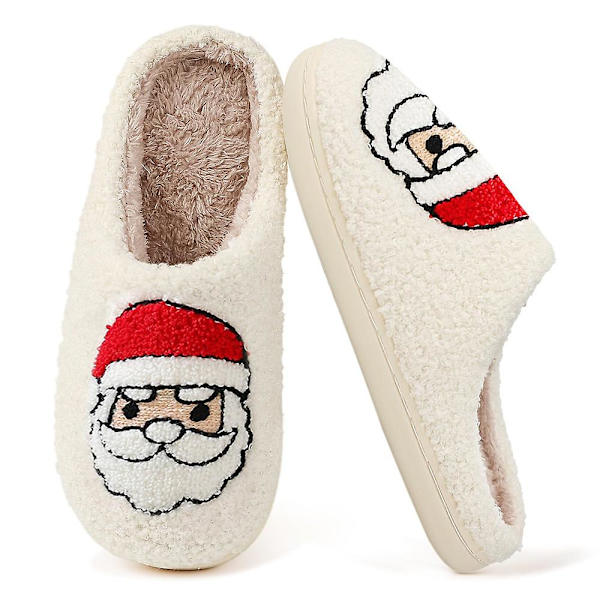 Jul Tomte Tofflor Jul Mjuka Plysch Varma Röda Älg Dam Herr Luddiga Hemtofflor Festliga Gåvor 42 Or 43
