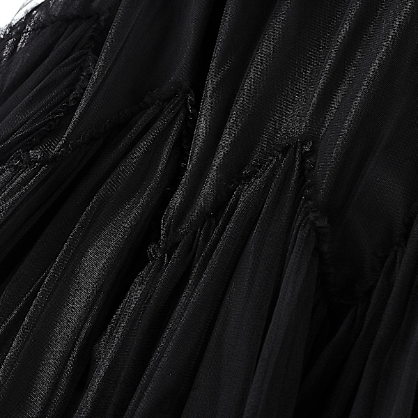 Oregelbundna Långa Tyllkjolar för Kvinnor Elastisk Hög Midja Mesh Tyll Tutu Maxikjol Black M