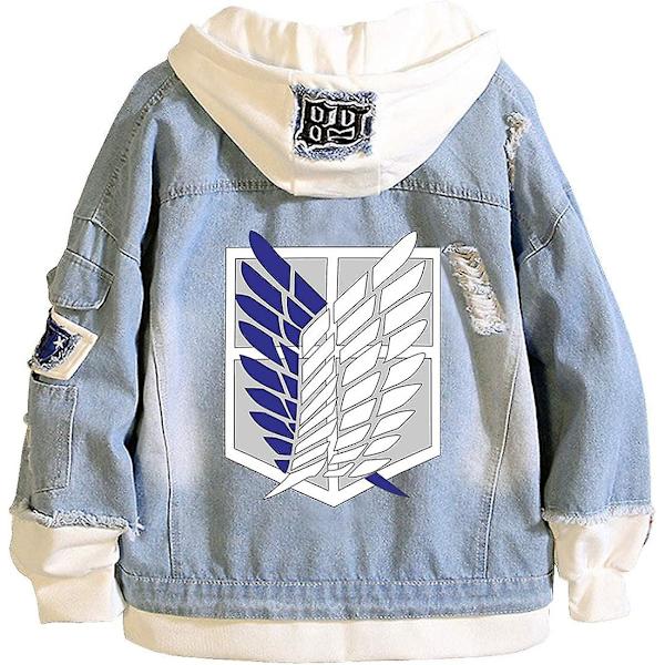 Attack On Titan Aot Anime Jacka Unisex Cosplay Hooded Pullover Denimjacka Hoodie Jacka Ytterkläder Rockar Attack on Titan 5XL