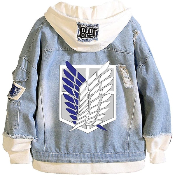 Attack On Titan Aot Anime Jacka Unisex Cosplay Huvtröja Denim Jacka Hoodie Jacka Ytterkläder Rockar Attack on Titan L