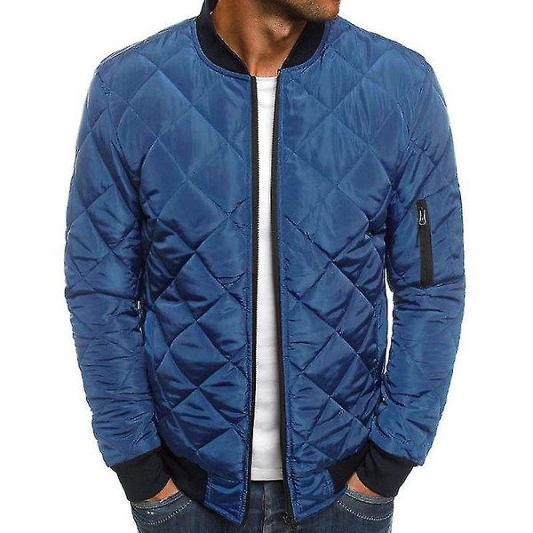 Herre Vatteret Foret Puffer Jakke Bomber Jakke Overtøj Toppe Navy Blue XL