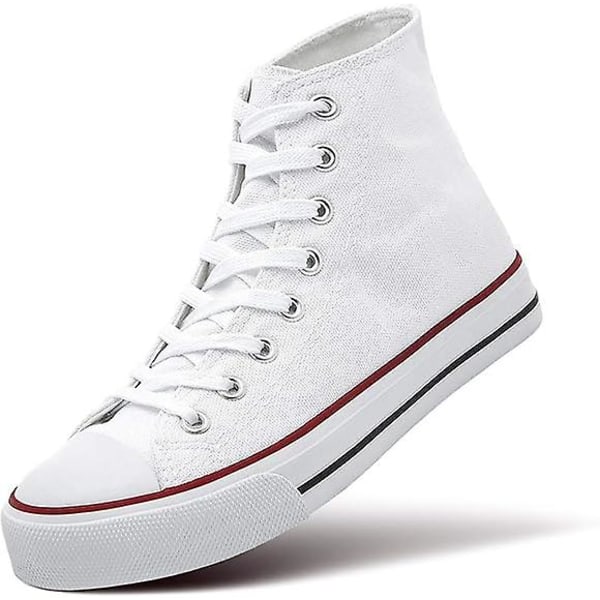 Canvas Sportskor för Män och Kvinnor, Höga Snörskor Casual Walking Shoes white 42