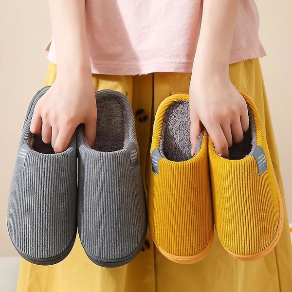 Vinter Innendørs Dame Tøfler Varme Høst Sklisikre Hjem Plysj Anti-skli Herre Sko Hus Gulv Myke Stille Slippers dark gray 38 39