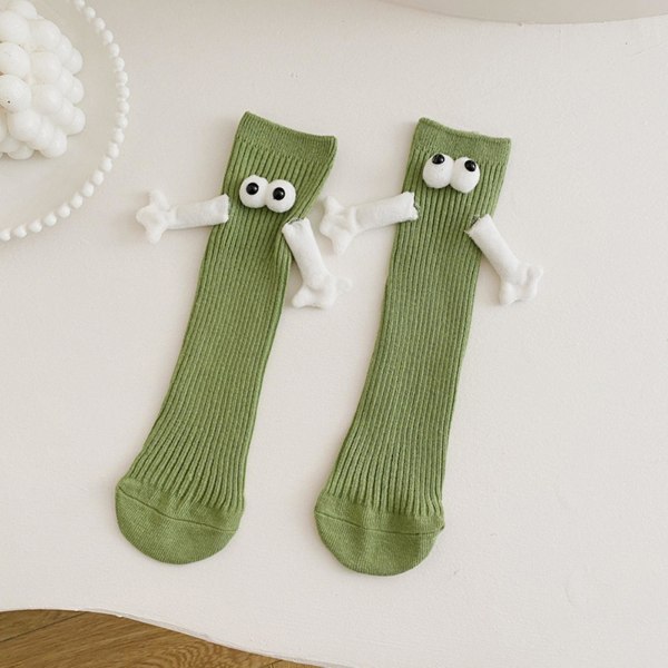 Holde Hender Sokker For Par Søte Kawaii Par 3d Dukke Sokker For Sport Og Daglig Bruk Green