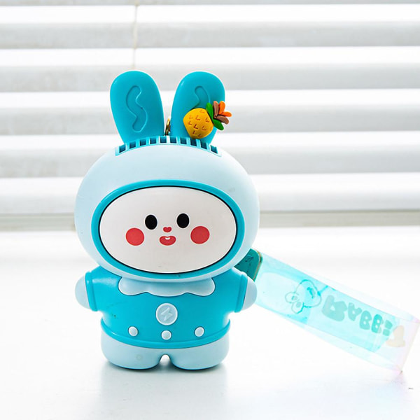 Cartoon Rabbit Cute Bladeless Fan Handheld Desktop Usb Small Fan  För Resor Utomhus Kontor Blue