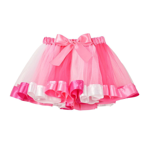 Tyttöjen Tutu-hame Sateenkaarenväriset Kerrokselliset Tutu-hameet Nauhallinen Joustava Tanssihame Tytöille 0–8 Vuotta Rose Pink L