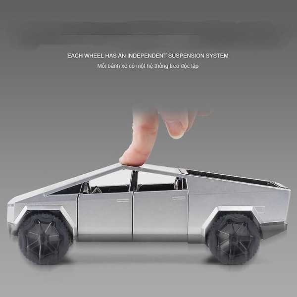 1:24 Tesla Pickup Simuleringsbil Modell Dekoration Leksaker Silver