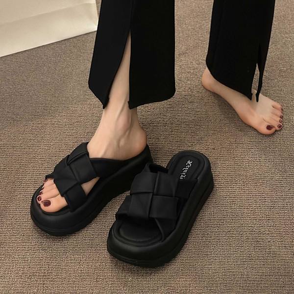 Dame Plus Size Badesandaler Uden Gnidning Fødder Sandaler Egnet Til Strandbrug Black 40
