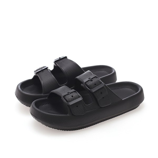 Sandaler for kvinner og menn - Puteslippers - Dobbelspenne Justerbare Slides - Flate sandaler black 40/41