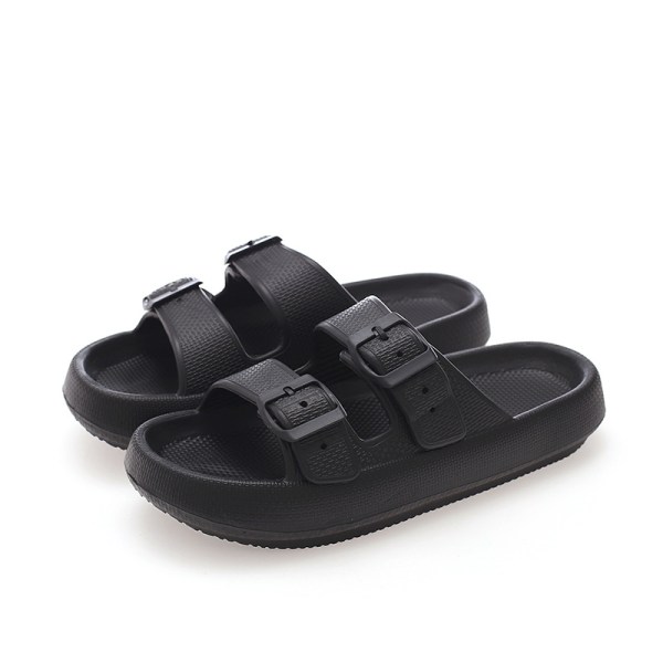 Sandaler för kvinnor och män - Kuddtofflor - Dubbelt spänne justerbara rutschkanor - Platta sandaler black 42/43