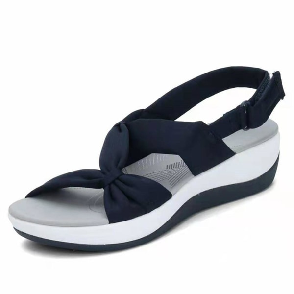 Dam sommar vandringssandaler ankelrem skor bekväma casual kilklackssandaler för utomhus strand resor Blue 35